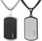 JewelryWe Dog Tag Kette Herren: 2 Stück Kariert Edelstahl Zirkonia Militär Erkennungsmarke Hundemarke Dogtag Anhänger Halskette mit Gravur Geschenk für Männer Jungen