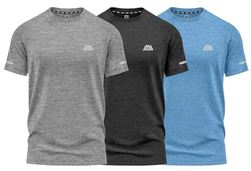 mymixtrendz Pack of 3 Mens Active Short Sleeves T Shirt Olympic Casual Uniform Work Wear Regular Fit Round Neck Multi-Colours Gift T Shirt Top