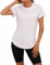 Wayleb Laufshirt Damen Kurzarm Rundhals Sport T-Shirt Oberteile Leichtes Atmungsaktiv Sportshirt Back Mesh Laufshirt Fitness Locker Sportbekleidung, Weiß M