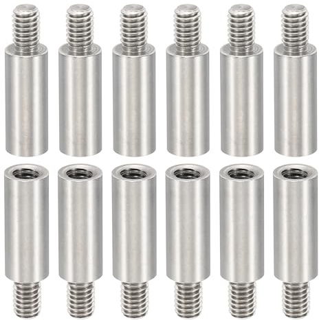 PATIKIL 12pcs M4 Separadores Roscados, M4*15+6mm Tornillo de Extensión de Acero Inoxidable Tuerca Pilar Macho Hembra Tornillo, Adaptadores de Rosca Macho Hembra Métrica, 4x6mm(ID*OD)