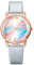 JewelryWe Damenuhr Regenbogen Leder Uhr: Hellblau Damen Preppy Boho Analog Quarz Armbanduhr Frauen Lässige Uhr mit PU Lackleder Armband und farbigem Regenbogen Zifferblatt