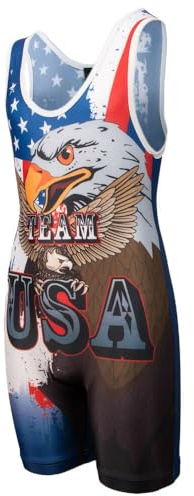 HEARTTOUCH Men's Body Wrestling Singlets Athletic Supporters Sports Bodysuit One Piece Sleeveless Undershirt Boxer Briefs Jersey Leotard Jumpsuits Sportwear, blue eagle, XL