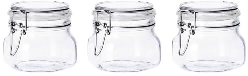 Acan Tradineur - Pack de 3 tarros de Vidrio herméticos Primizie, Incluyen Junta de Goma, Bote, Frasco Multiusos para almacenar conservas, legumbres, Pasta, Galletas - 9,5 x 10,3 cm - 500 ml