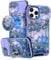 VincitoreModa for iPhone 12/12Pro Case Women Girls - [2in1] Cute Purple Flower Compatible with MagSafe Ring Stand Girly Slide Camera Cover Design for Apple for iPhone 12/12Pro Phone Case 6.1