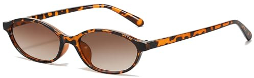 YAMEIZE Ovale Vintage Sonnenbrille für Damen Herren Kleines Katzenaugen Design Oval Retro Trendige 90er Sonnenbrille UV400 Schutz