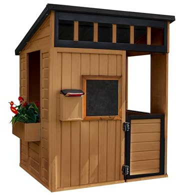 Backyard Discovery Caraway Cottage Cedar Garden Playhouse | Brown | Cedar Wood, Play Kitchen Accessories, Outdoor Garden Playhouse, Children's Cubby House, Durable Construction
