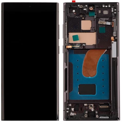 SwarKing 【Petite taille】Écran tactile OLED de rechange compatible avec Samsung Galaxy S23 Ultra (noir avec cadre) Écran tactile LCD Digitizer Montage avec outil de réparation
