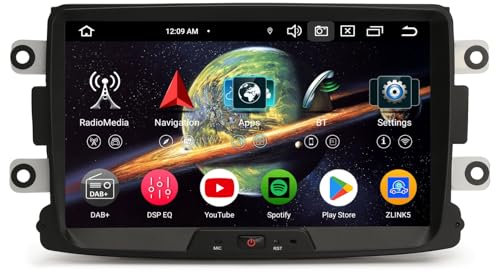 Erisin 8 Pulgadas 8-Núcleo 4GB+64GB Android 14 Radio Coche Navegador GPS para Renault Dacia Duster Sandero Logan Dokker Lodgy Autoradio Bluetooth CarPlay Android Auto WiFi DSP Dab+USB Pantalla táctil