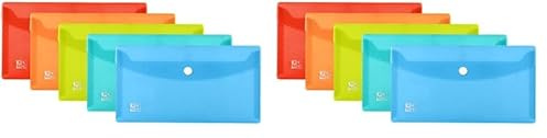 Oxford Dokumentenasche DIN Lang, transparenter Kunststoff, 5 Farben, 5 Stück, blau,gelb,orange,rot,Grün (Packung mit 2)