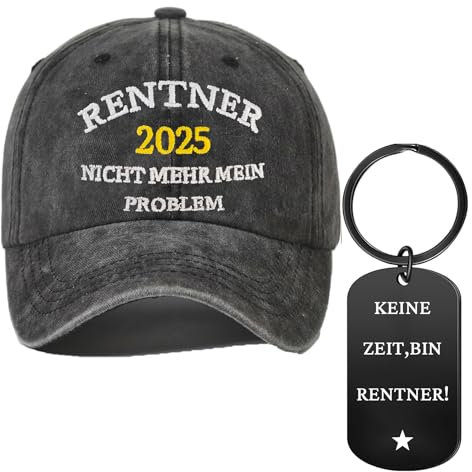 Rente Geschenk Schlüsselanhänger Rentner 2025 Renteneintritt Geschenk Baseballkappe Cap Männer Ruhestand Geschenk Abschiedsgeschenk Kollegen Männer Rentner Geschenk für Papa Opa Ruhestand