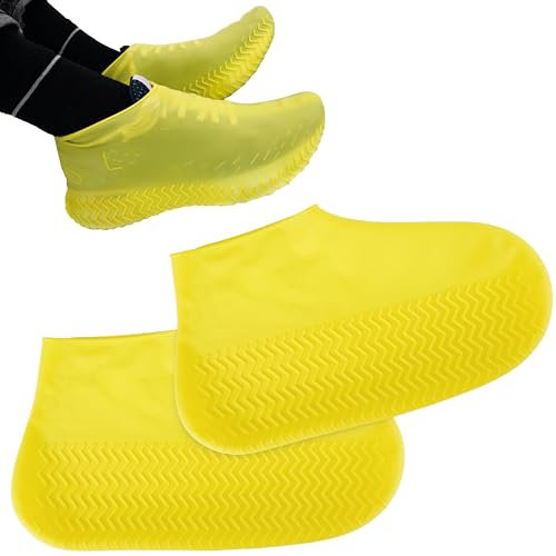 biped 1 Paar Schuhüberzieher wasserdicht - Silikon Überzieher für viele Schuhe - Rutschsichere Überschuhe gegen Regen und Matsch z2924(yellow,L=38-42)