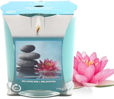 Scented Candle Relaxing Spa 170g Single Wick 45hrs Glass Jar Gift Idea