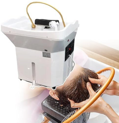 HCAUYNN TêTe De Lavage De Cheveux Thermostatique Bassin De Shampooing De Spa, éQuipement De Spa De TêTe Japonais De 60 L, éVier D'HydrothéRapie Et De LuminothéRapie,White