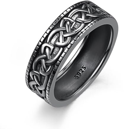 ADMETUS Keltischer Knoten Ring Silber 925 Herren Schwarze Ringe Keltische Ring Keltischer Schmuck Geschenke für Herren Ringe Größe 73.5