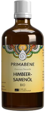 PRIMABENE® - 100% Bio Himbeersamenöl - 50ml - rein & kaltgepresstes Himbeersamen Öl für Hautpflege, Haarpflege & Sonnenschutz - Himbeeröl reich an essentiellen Fettsäuren, Antioxidantien & Omega-3