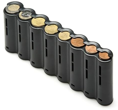 Pandiui23 Euro myntdispenser, paket med mynt och euro och myntorganisatör, myntdispenser, myntdispenser, mynthållare (myntsorterare, 8 mynt)