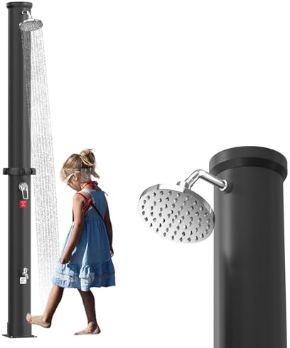 LZQ Ducha solar de jardín de 40 L, ducha solar para jardín, terraza y camping, ducha exterior con cabezal de ducha, ducha de piscina, ducha exterior, grifo y conexión para manguera de jardín incluidos