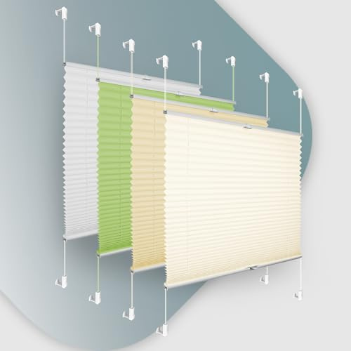 Buseu Plissee Klemmfix ohne Bohren 80x160cm Beige Faltrollo Plisseerollo | Sonnenschutz für Fenster & Tür, Fensterrollo, Blickdicht, Sichtschutz für Wohnzimmer, Modernes Rollo - einfache Montage