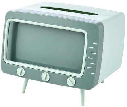 TV-Box mit Telefonständer – TV-Stoffhalter, Vintage, Retro-TV-Stoffspender | 5,1 cm Stoffbox, Handyhalterung, Retro-TV-Stoffbox mit TV-Halterung