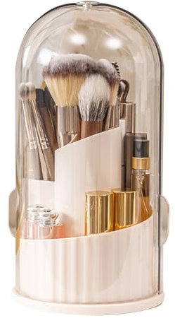 WOFDALY Porte Stylo Rotatif Organisateur De Bureau Multifonction Tube De Rangement pour Pinceaux De Maquillage Rotatif pour Coiffeuse,Blanc