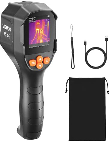 VEVOR Telecamera Termica, Risoluzione TISR Super 240 x 180, con Fotocamera Visiva da 2 MP, Risoluzione IR 96 x 96, Frequenza di Aggiornamento 25 Hz, da -20℃ a 550℃, 4 Modalità Immagine