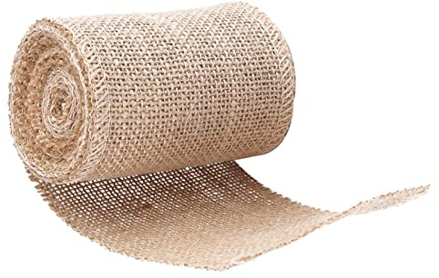 ZDETGU Natürliche Jute-Sackleinen-Stoffrolle für DIY-Dekorationen und Rustikale Bastelprojekte (Breite 10 cm, Länge 3 Meter)