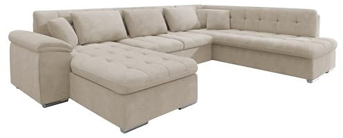 Mirjan24 Eckcouch Ecksofa Niko Bis, Design Sofa Couch mit Schlaffunktion und Bettkasten U-Sofa Farbauswahl Wohnlandschaft vom Hersteller (Ecksofa Links, Nazar 225.02)