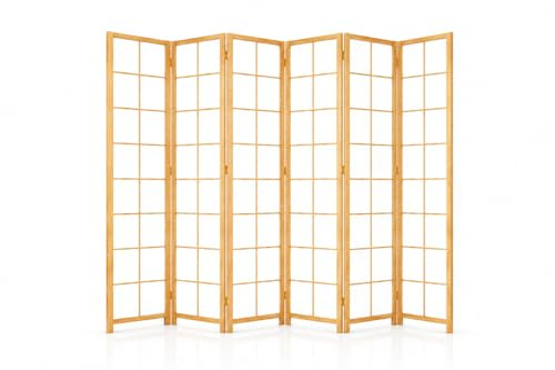 Raumteiler Holz weiß Scandi Chic Classic (J000) - Variationen 2-6 Flügel klappbar (250x172cm)