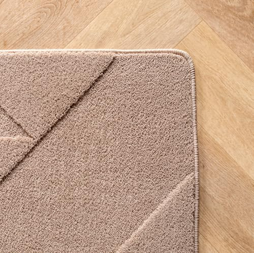 KADIMA DESIGN Teppich Kurzflor Geometrisch Pflegeleicht Modern Waschbar Beige 200x290 cm Wohnzimmer Esszimmer Fußbodenheizung Oeko-TEX Schadstoffgeprüft Gekettelt Flur Diele geeignet | LAVAREDO