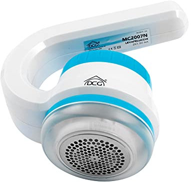 WeGeek, levapelucchi, ideale per rimuovere fili e pelucchi. Tasto ON/OFF. Griglia acciaio inox. Alimentazione: 2×1.5V AA. Dimensione: 14.5 x 8,5 x 13 cm