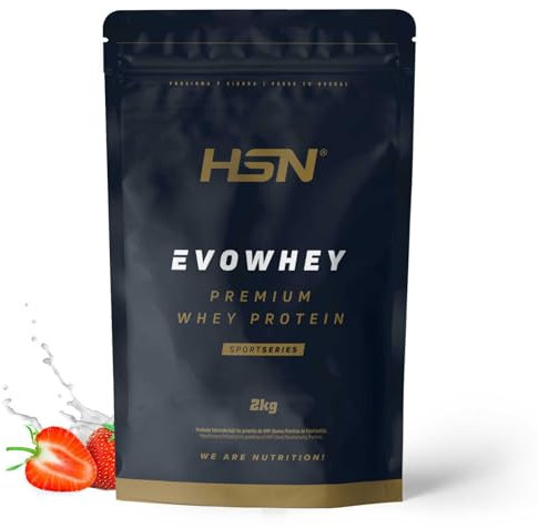 HSN Evowhey Protein | Fresa 2Kg = 67 Tomas por Envase Concentrado de Proteína de Suero | 100% Whey Protein Concentrate (WPC) | No-GMO, Vegetariano, Sin Gluten ni Soja