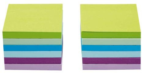 5 Star Sticky Notes Set Pastel & Neon Office Supplies (12 Pack) 100 Sheets 76x76mm Assorted Colours Green Blue Purple Re-Move Sticky Notes Repositionable Pads