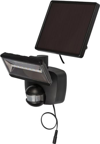 Brennenstuhl - Faretto LED da esterno (SOL 800), con sensore di movimento e pannello solare (IP44, inclusa Batteria, LED di alta qualità e di marca, 400 lm) nero