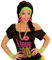 Neon Schweißbänder - Grün - Aerobic Stirnband Damen Schweißband Stirn Wristband Arm Fitness Kostüm Zubehör 80er Jahre Sport-Set