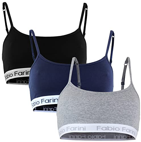 Fabio Farini Sport-BH Sports-Bra mit breitem Unterbrustband und Spaghetti-Trägern, in 3 Farben 3er Pack S