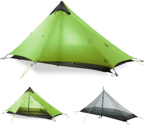 MIER LANSHAN Ultraleichtes Zelt 3 Jahreszeiten Rucksackzelt für 1 Person oder 2 Personen Camping, Trekking, Kajak, Klettern, Wandern, Grün, 1 Person