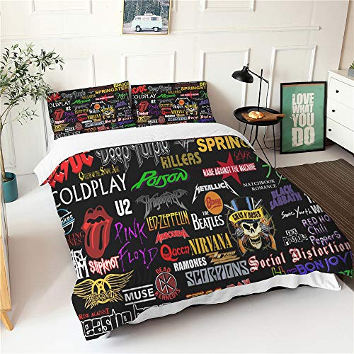Morbuy Bettbezug Bettwäsche Set mit 3D Graffiti-Kunst Muster, Mikrofaser Bettwäsche Set mit Reißverschluss Bettbezug und Kissenbezüge (220x240cm,Hip Hop Rock)