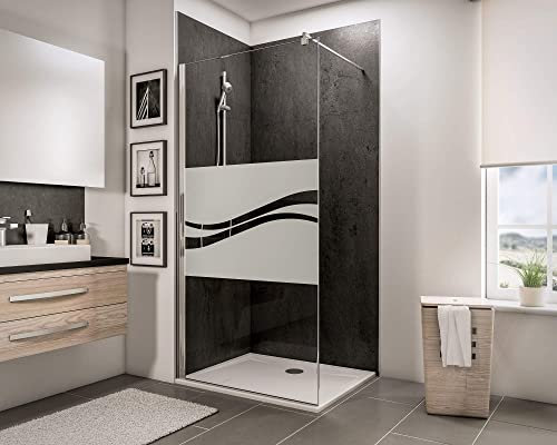Schulte paroi de douche fixe à l’italienne 120 x 200 cm, aspect chromé, 122 cm barre de stabilisation incluse, verre de sécurité 6 mm décor Liane, plage de réglage 118.-120.0 sur receveur