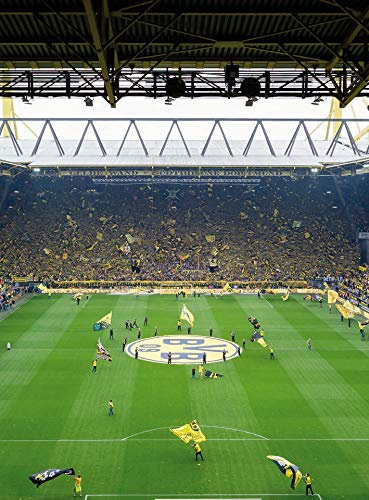 A.S. Création Fototapete - Tapete BVB Südtribüne in Gelb, Schwarz und Grün - Wandtapete für verschiedene Räume - Vliestapete Wandbild XXL 192 x 260 cm
