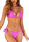 JFAN Femme Maillot De Bain 2 Pièces Sexy Push Up Tankini Amincissante Slim Points Rayés Triangle Tankini Corde à Cravate Ensemble De Swimwear De Plage Point Rose M