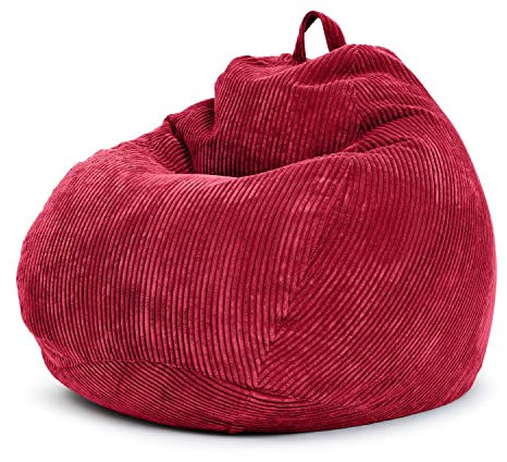 Green Bean® Indoor Sitzsack 90x110cm EPS-Perlen Füllung & Cordstoff Kuschelig Weich Waschbar - Drinnen Bodenkissen Liegekissen Sitzkissen Sitzhocker Relax-Sessel Kinder Erwachsene Stoff Rot