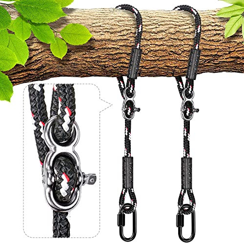 BeneLabel 2er Schaukel Befestigung Baum, 100cm Hängematte Aufhängung Seil Einstellbar Hängesessel Gurt mit Karabiner Baumschaukel Nestschaukel Balkenbefestigung, 454kg/10mm Durchmesser, Schwarz