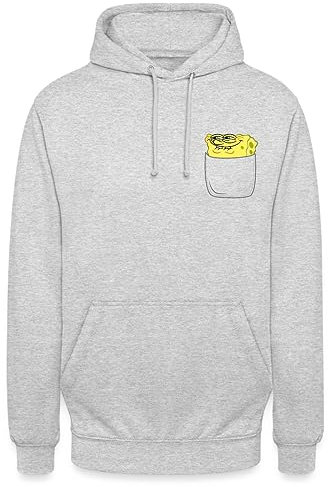 Spreadshirt Spongebob Schwammkopf Brustmotiv Fanartikel Unisex Hoodie, 4XL, Hellgrau meliert