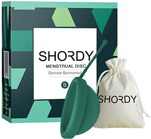 SHORDY Reusable Menstrual Disc (Small) with Storage Bag, Medical-Grade Silicone, Soft Period Disc, Medium Flow Kit, Feminine Hygiene & Care | Tampons, Pads & Cups Alternative (Green)