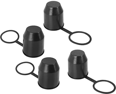 4er Set Anhängerkupplung Schutzkappe mit Sicherungsring | AHK Kappe | Anhängervorrichtung Abdeckkappe schwarz | Kugelschutzkappe | Universal Abdeckung für PKW Anhängerkupplungen | Witterungsbeständig