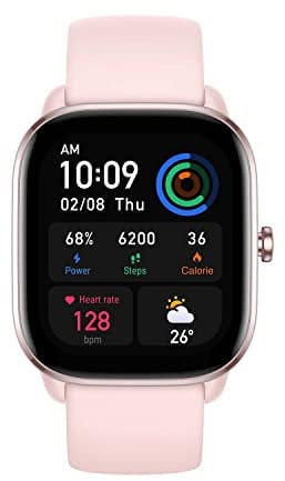 Amazfit GTS 4 Mini Montre Connectée Femme avec Alexa, 15 Jours d'autonomie, SpO2, Suivi de Sommeil, 120+Modes Sportifs, Montre Connectée Sport GPS
