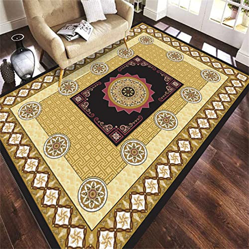 DJHWWD Teppich Kuschelig Deko Flur Retro-Teppich Ethno-Stil Wohnzimmerteppich Sofa Couchtisch Schlafzimmer Nachttischdecke Senfgelb Teppich Petrol 160X230cm
