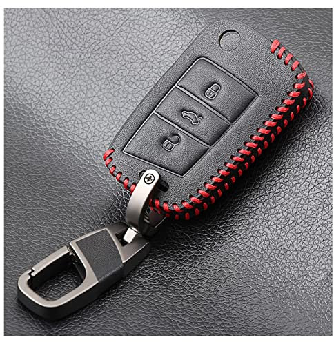 Leder Autoschlüssel Hülle Fernbedienung Shell Schlüsselanhänger passend für Volkswagen Golf 7 MK7 Tiguan Touran 2017 passend für Skoda Octavia A7 RS für Seat Leon Ibiza