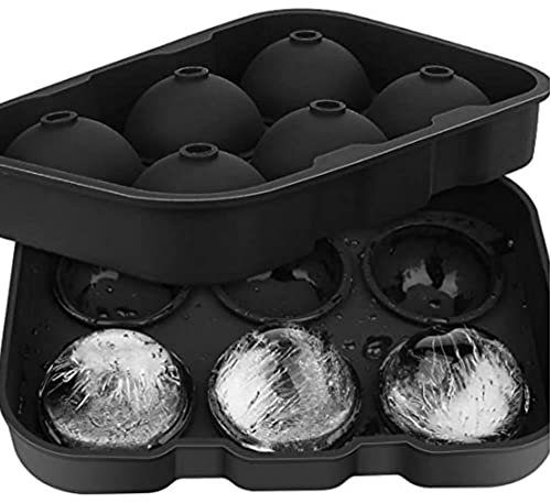 Ice Ball Maker, Round Ice Cube Tray, Ice Ball Mould, Silicone 6 x Giant Round Ice Balls for BBQ, Whiskey, Drinks Party, Home Bar & Cocktails, Easy Release, BPA Free, Dishwasher Safe