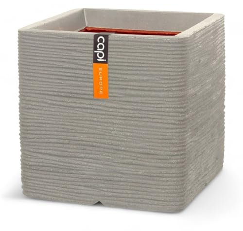 Capi Europe - Blumentopf quadratisch Rib DE - 30 x 30 cm - Hellgrau - Öffnung Ø24 cm